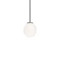 Pendelleuchte DRO SUSPENDED 1.0, Ø 12.5cm, G9, QT14 max. 5W, Aluminium + Textilkabel schwarz / Opalglas weiß