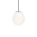 Pendelleuchte DRO SUSPENDED 2.0, Ø 19.5cm, E14, C35 max. 6W, Aluminium + Textilkabel schwarz / Opalglas weiß