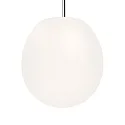 Pendelleuchte DRO SUSPENDED 4.0, Ø 38.5cm, E27, A60 max. 15W, Aluminium + Textilkabel schwarz / Opalglas weiß