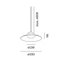 Wever & Ducré LED Pendelleuchte CLEA 1.0, Ø 35cm, CRi >90, dimmbar, Opalglas / Aluminium, offenes Kabelende, 15W 3000K, Seidengrau