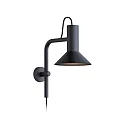 Wandleuchte ROOMOR 3.0 - PAR16, 38.2cm, GU10, Kabel mit Anschlussdose, Schirm Ø 20.5cm, drehbar, tiefschwarz, matt