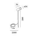 Wever & Ducré LED Erdspieß-Bodenstrahler GEO 1.0, IP65, 24V Plug&Play, 4W 2700K 250lm 30°, CRi >90, neigbar, 250cm Kabel, ohne BG, bronze