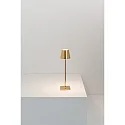 Zafferano battery table lamp POLDINA MICRO IP65, glossy, gold dimmable
