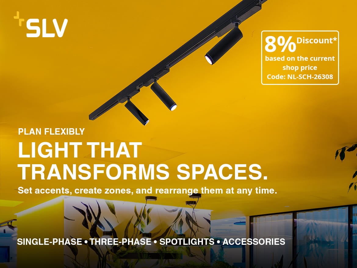 8% discount on SLV single-phase and three-phase track lighting, spotlights and luminaires .