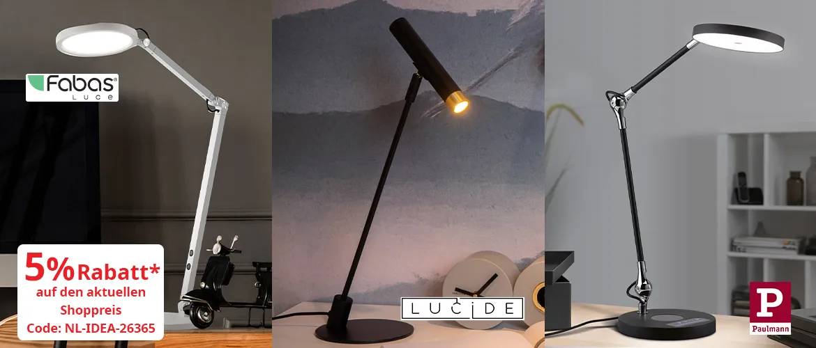 Mehr Licht. Mehr Fokus. 5 % Rabatt auf unsere Schreibtischleuchten