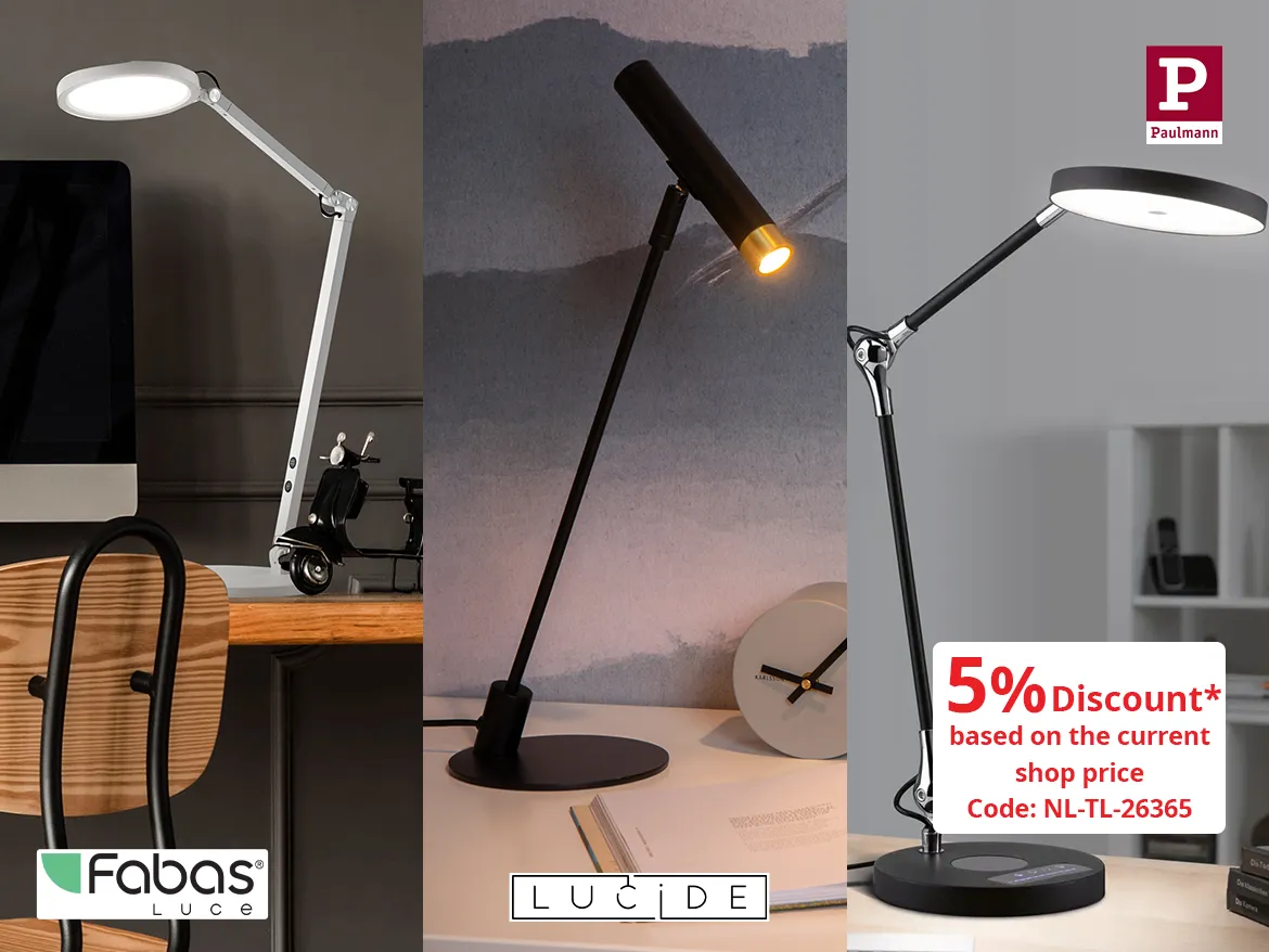 More light. More focus. 5% off our most popular desk lampss